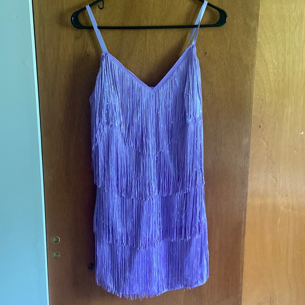 purple fringe dress